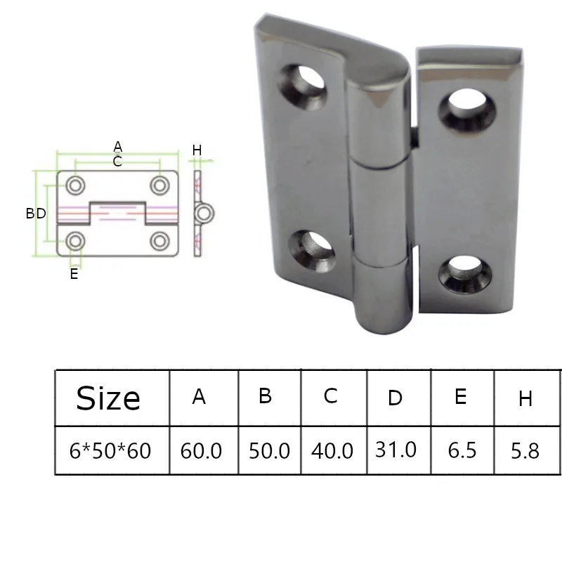 50*60 мм Морской сорт литой 304 нержавеющая сталь Лодка шкаф двери шкафа Стыковая петля мебельная фурнитура 4 отверстия кабины палубные петли