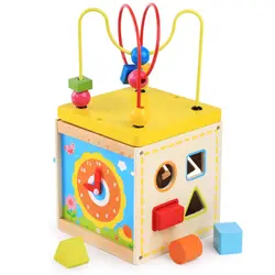 Деревянный многофункциональный ящик круглый шарик ЛАБИРИНТ горки игрушки набор для детей, детские головоломки обучения Раннее
