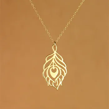 

fashion Peacock Boho Women's Simple feather Pendant choker charm statement Necklace for women girls christmas gift jewelry
