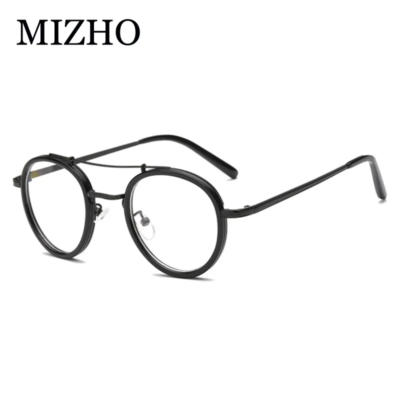 

MIZHO New Designer Woman Glasses Optical Frames Vintage Metal Oval Korea Glasses Frame Men Clear lens Eyewear Black Eye Glasses