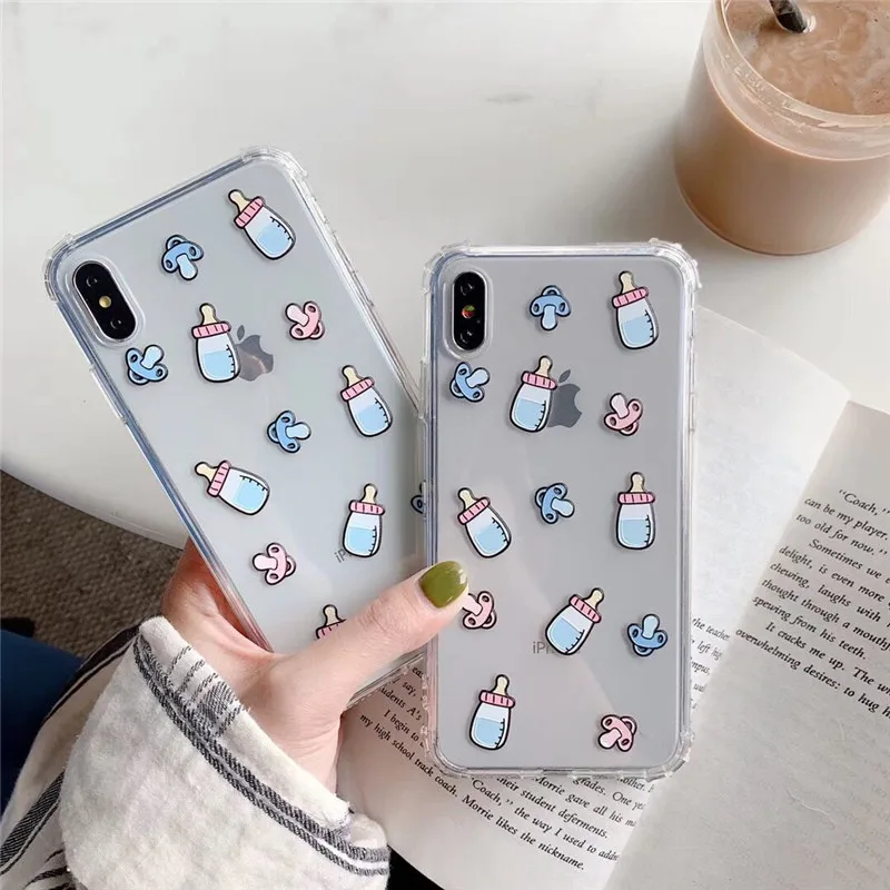 

Milk bottle shockproof phone Case for iphone X XR XS Max Silicone Gel case for iphone 6 6s 7 8 plus Corner anti-fall cover
