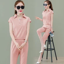 2020 Summer Two Piece Outfits Pink Tracksuits for Women Top and Pants Suits Elegant Office Plus Size Big Co-ord Set Clothing 2020 Summer Two Piece Outfits Pink Tracksuits for Women Top and Pants Suits Elegant Office Plus Size Big Co-ord Set Clothing