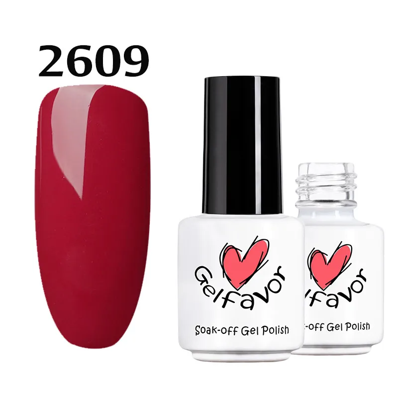 Gelfavor 7 мл красный серии лак для ногтей No.2601-2612 УФ светодио дный Гель-лак Soak off чистые цвета ногтей гель - Цвет: 2609