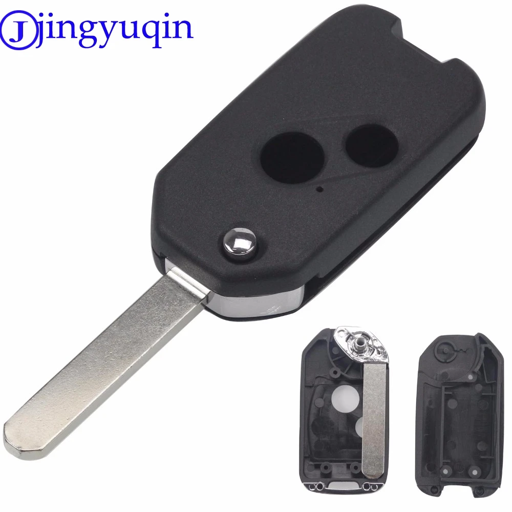 Jingyuqin 10 шт. 2 кнопки дистанционного ключа автомобиля случае корпус-брелок крышки Keyless для Honda Accord Civic CRV Pilot складной Flid ключ с логотипом