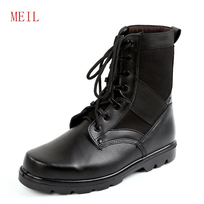 

Mens Leather Tactical Army Boots Ankle Strap Black Combat Military Boots Comfortable Breathable Safety Steel Toe Shoes Size34-46