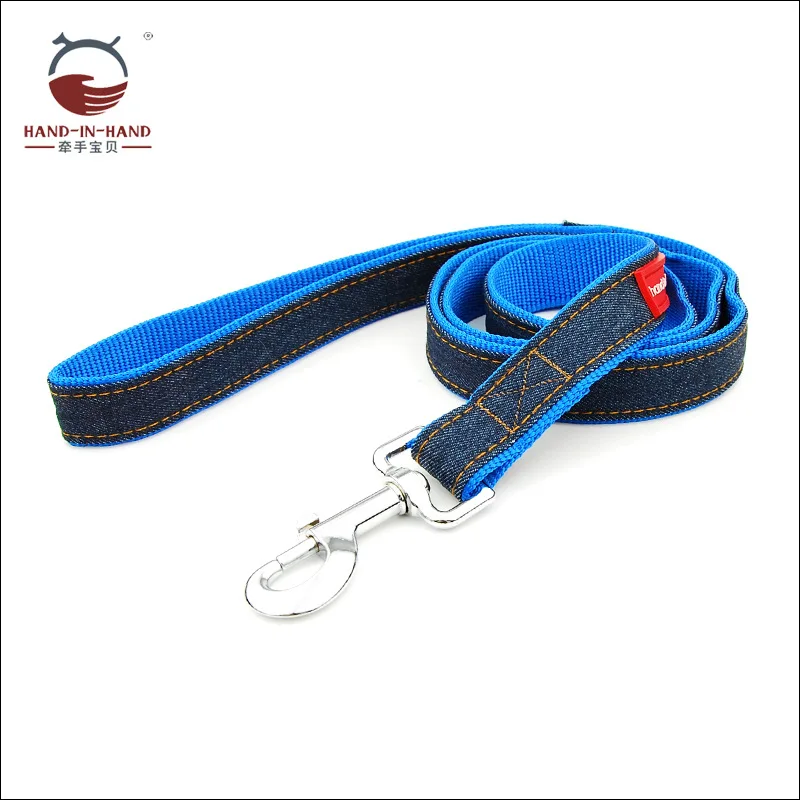 Blue Поводки для собак, питомец продукты штанишки деним со сплошным нейлоновые поводки для средних и больших собак - Цвет: Blue