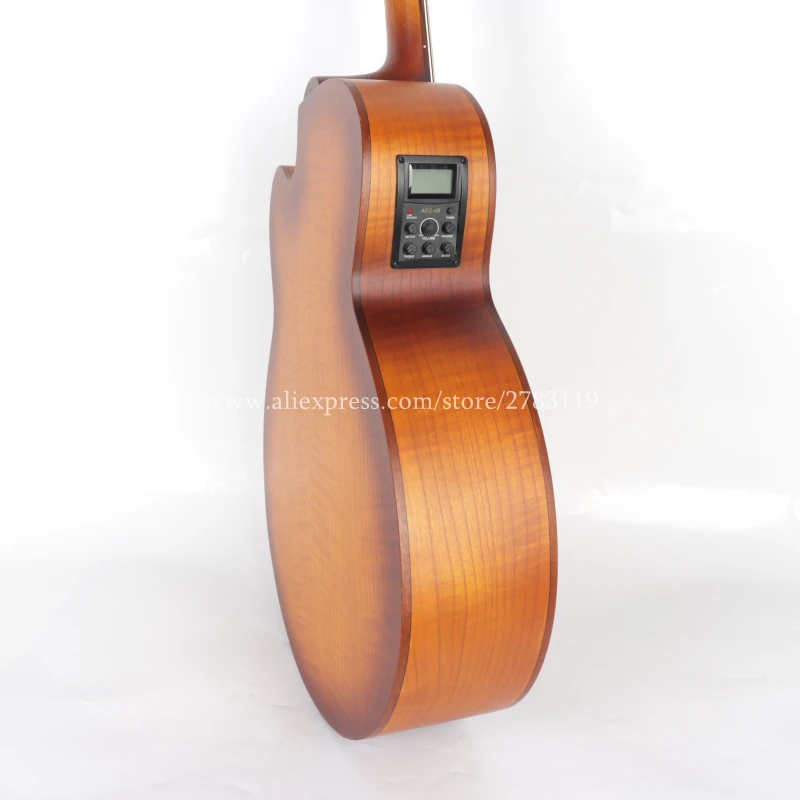 Free shipping Electric 4 strings Wood Bass guitar,Without Tone Position Frets,OAK top/Flame maple wood  body,bass guitars