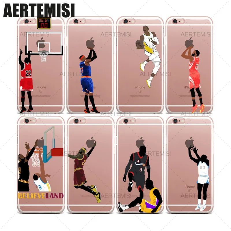 Aertemisi LeBron James Andre Iguodala Allen Iverson Tyronn Luee Clear TPU Case Cover for iPhone 5 5s SE 6 6s 7 Plus