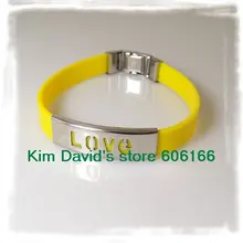 24 шт смешанные цвета любовь, силиконовый браслет из нержавеющей стали пряжки браслеты