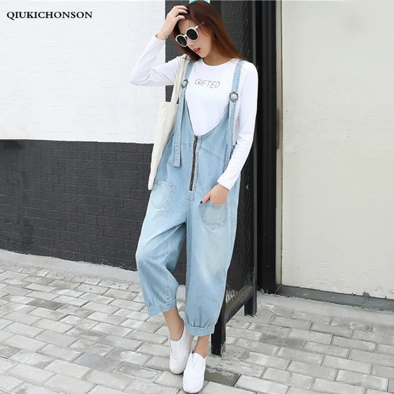 Женские джинсовые комбинезоны отбеленные потертые джинсы 2018 весенне летние