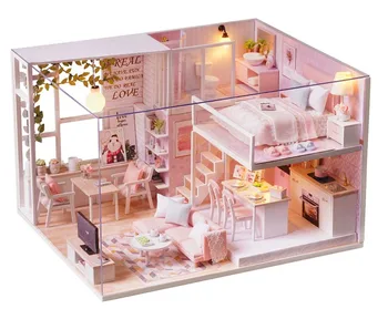 

Doll House furniture toys for children miniature diy Dollhouse casa house for dolls Birthday Christmas Gifts TRANQUIL LIFE L-022