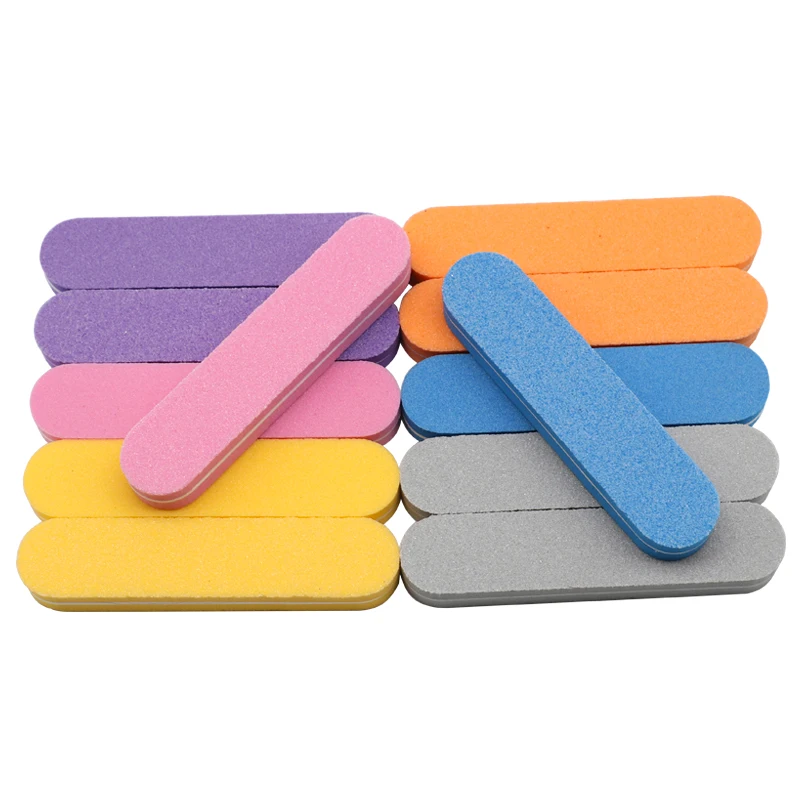 

10pcs Mini Nail File Buffer Block Sponge Nail Art File 90mm 180/100 Disposable Sanding Polishing Grinding Colorful Nail Care Too