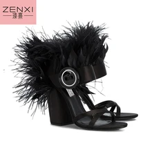 balck Sandals Women 10cm High Heel Luxury Fur Buckle Shoes Women Thick Heels Cut Out Women Sandals Open Toe Woman Shoes balck Sandals Women 10cm High Heel Luxury Fur Buckle Shoes Women Thick Heels Cut Out Women Sandals Open Toe Woman Shoes