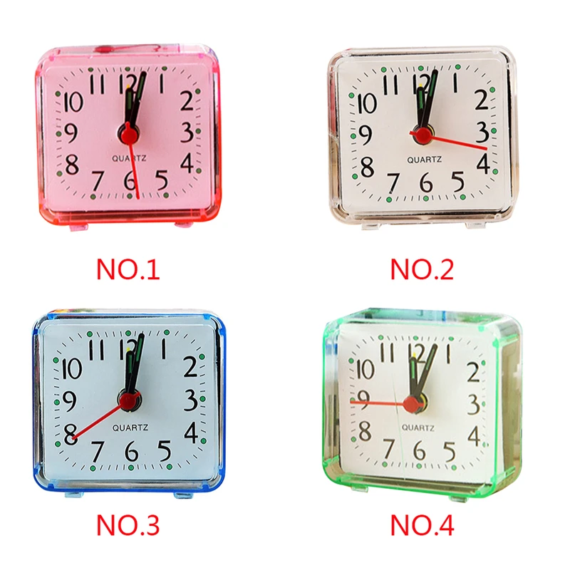 Mini Round Alarm Clock Desktop Table Bedside Clocks Kids Adults Travel Clock Decor Lovely Cartoon Alarm Clocks Dial Number Round