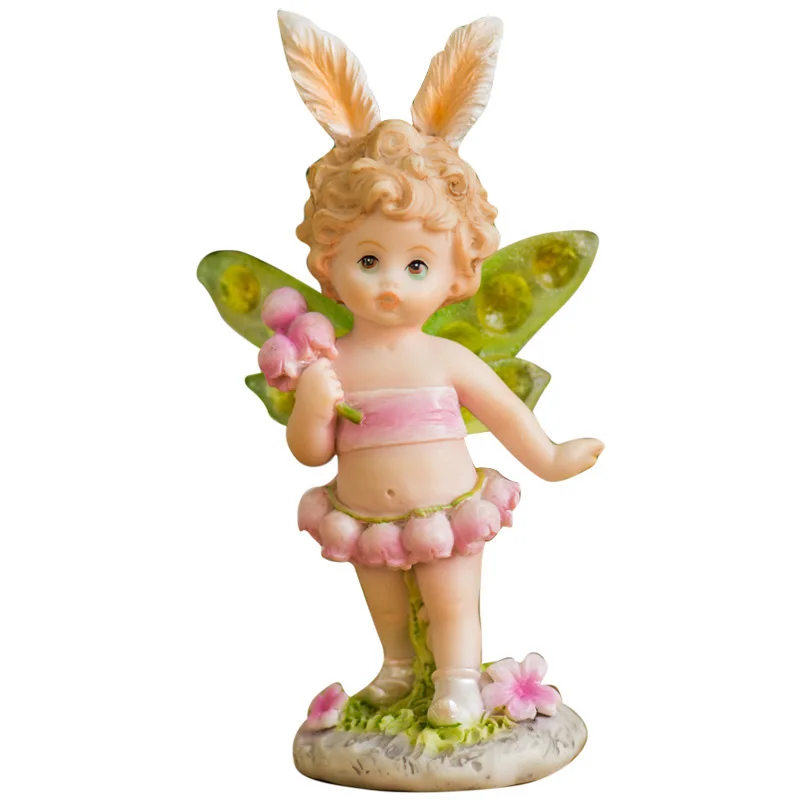 Kopen Bloem Fee Beeldjes Europa Hars Ambachten Creatieve kinderkamer Decoraties Miniatuur Ornament Leuke Huwelijksgeschenken Home Decor