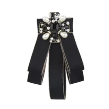 Женский Искусственный шелк сплошной цвет бант брошь с искусственным жемчугом Кристалл пчела галстук бабочка цветочный шеи Винтаж Воротник иглы корсаж модные ювелирные изделия