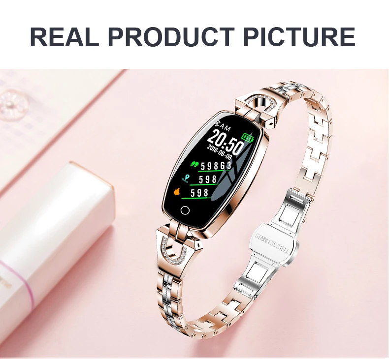 Новинка, Смарт-часы H8, модный браслет, пульсометр, кровяное давление, часы, шагомер, Водонепроницаемый Фитнес-браслет для женщин