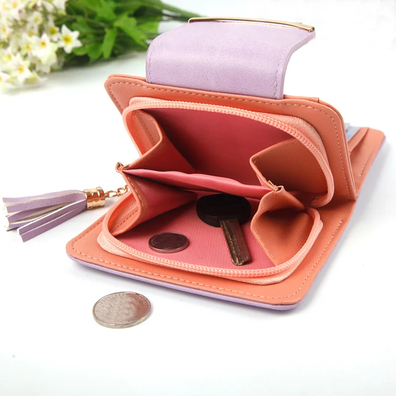 

Women Cat Ears PU Leather Tassel Wallet Short Mini Womens Wallets Purse for Money Credit Cards OH66