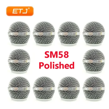

Microphone Relacement Polished Silver Ball Head Mesh 10pcs Microphone Grille Fits For shure sm 58 sm 58sk beta 58 beta58a