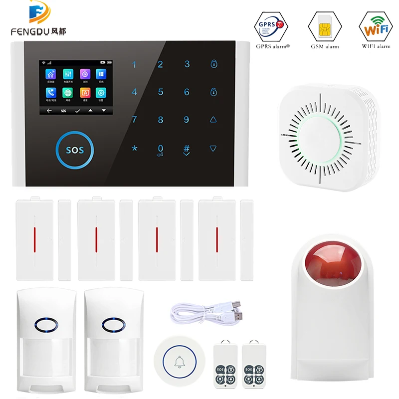 

WIFi GSM PSTN alarm system 3 in 1 desgian touch keyboard LCD display relay control home security alarm kit APP control