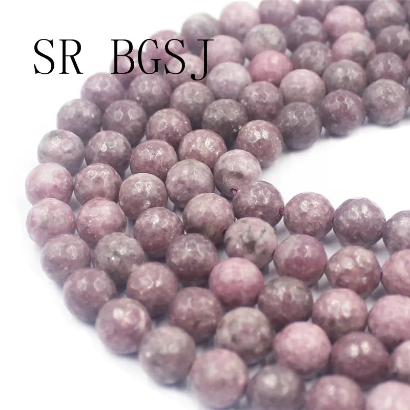 Free Shipping 4mm 6mm 8mm 10mm Faceted Surface Pink Lepidolite Gems Stone Loose DIY Round Beads Strand 15&quot|Бусины| |