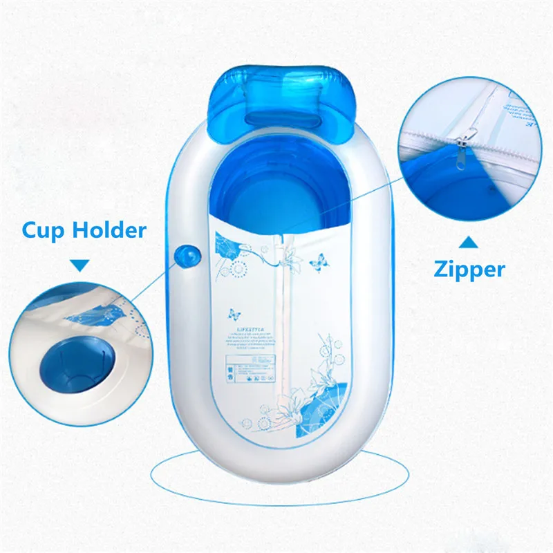1Pcs Transparent Blue Portable Warm Bathtub Inflatable Folding Bath Tub With Electric Air Pump Blow Up For Spa Adults Kids