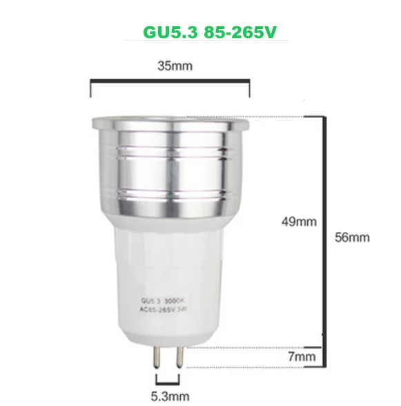 MR11 светодиодный светильник лампы 3W 12V 35 мм Диаметр Яркий Мини точечный светильник лампа GU5.3 GU10 светодиодный лампы 220V 110V COB E27 E14