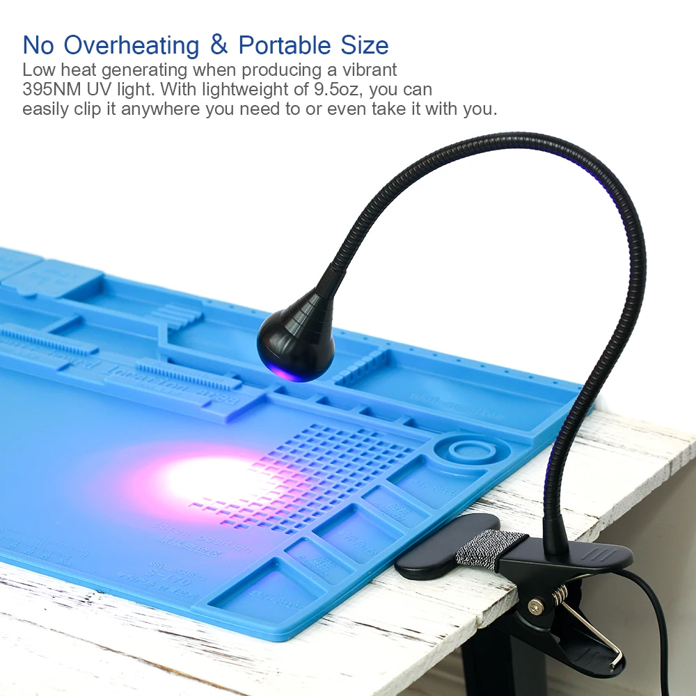 

Multifunctional LED Light USB Ultraviolet Curing Lamp LED Blacklight Gooseneck Light with Clamp UV Light Fixture Black Lamp