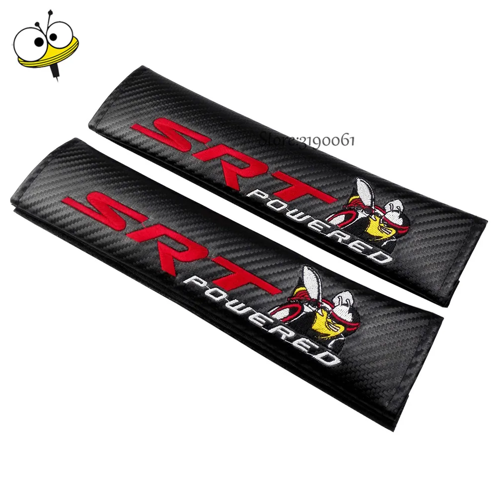 

Safety Belt Cover For Chrysler 300c SRT6 SRT8 Dodge Ram Charger Jeep Grand Cherokee SRT logo Seatbelt Pad Car Accessories Emblem