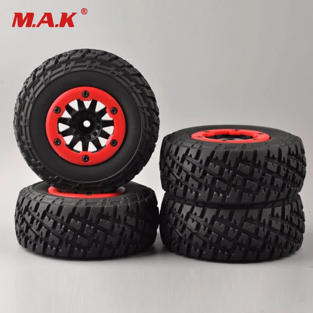 Special Price 4 PCS/Set RC 1:10 Short Course Truck Tires Set Tyre Wheel Rim For TRAXXAS SlASH HPI Remote Control Car Model Toy Parts