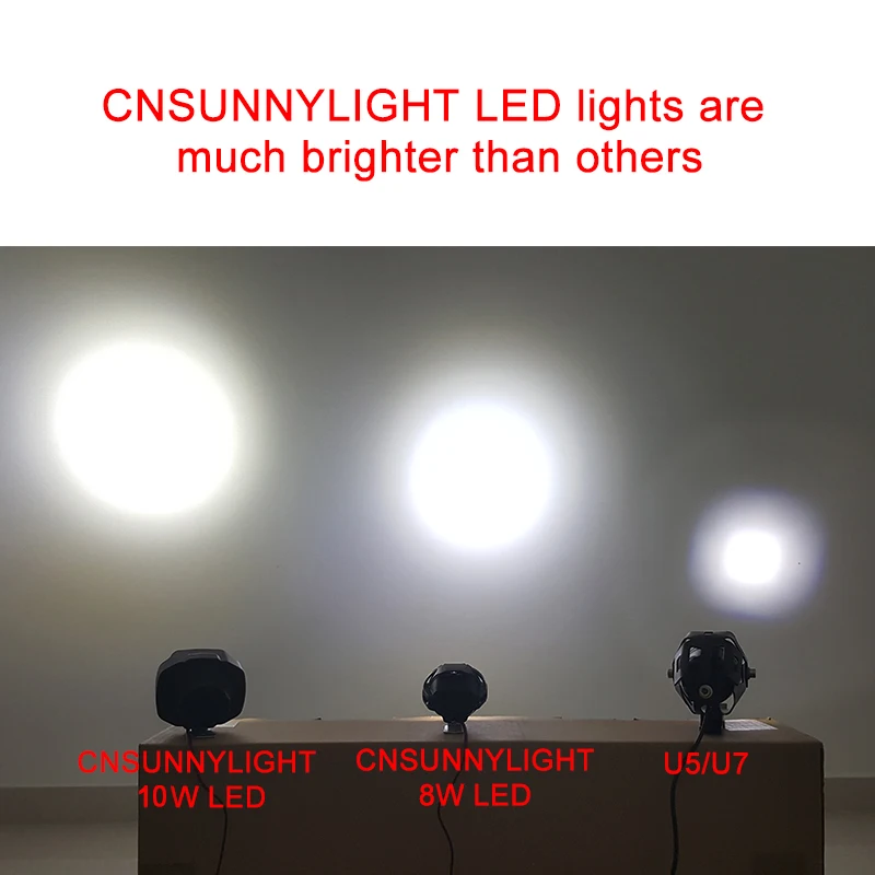 CNSUNNYLIGHT Светодиодный прожектор для мотоцикла, скутера, мотоцикла, 10 Вт, 1500лм, 6500 К, белый привод, рабочие точечные фары, противотуманная фара