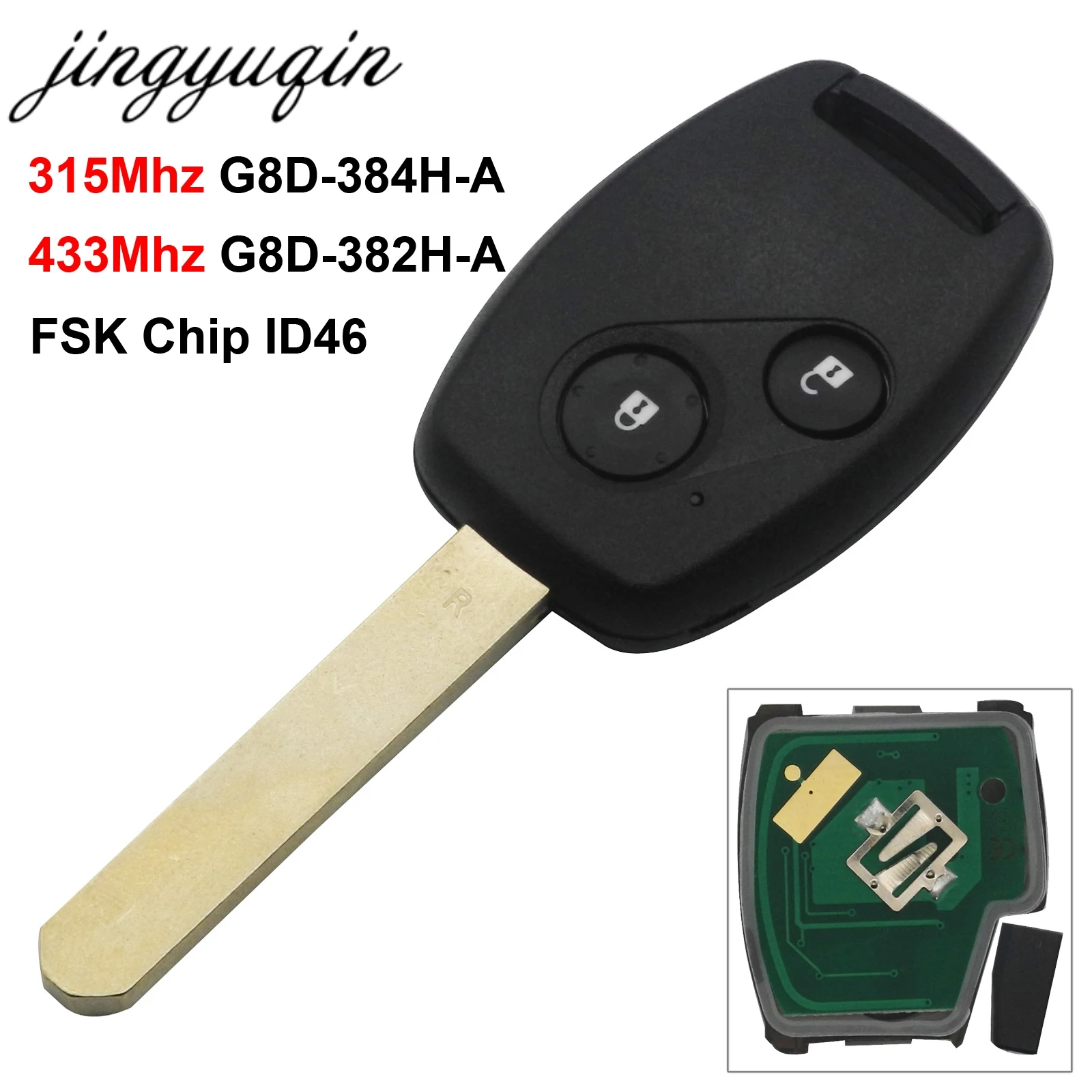 

jingyuqin 433.9/315Mhz Car Remote Key for Honda Accord Element CR-V HR-V Fit City Odyssey Shuttle Civic G8D-382H-A/G8D-384H-A