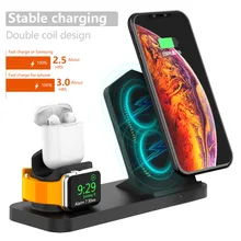 3 в 1 зарядное устройство Подставка 10 Вт Qi Беспроводное зарядное устройство для iPhone XS XR X 8 для Apple Watch для Airpods Быстрая зарядка держатель док-станция