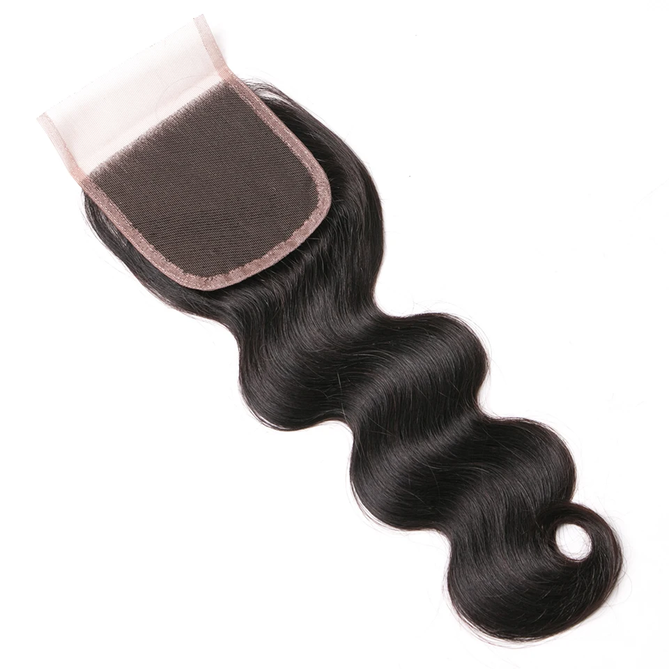 Onda do Corpo do Laço Queenlike Cabelo Humano Free Parte Encerramento 130% Densidade Luz Laço Suíço Marrom Não Remy Cor Natural Fechamento 3 Cheap closure closure