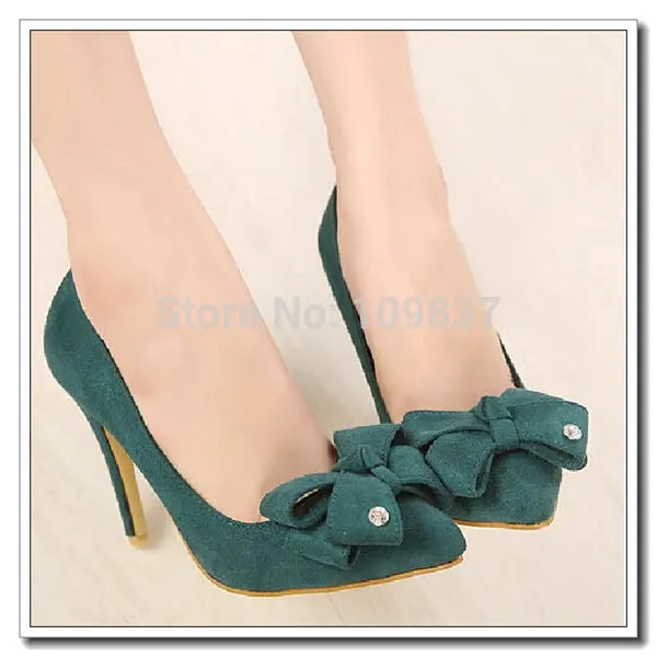 2014 New Popular Design Pointed Toe Sweet Bowtie Women Sexy High Heel Pumps MY5083 | Обувь