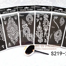 6 шт./лот трафареты для Временной Татуировки листы для хны татуировки пасты многоразовые шаблон профессиональные новые блестки для рисования принадлежности