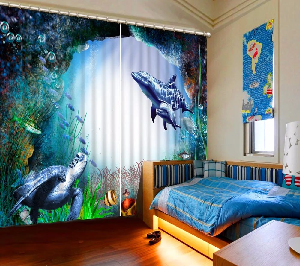 curtains for children customize 3d curtains Underwater curtains for children customize 3d curtains Underwater