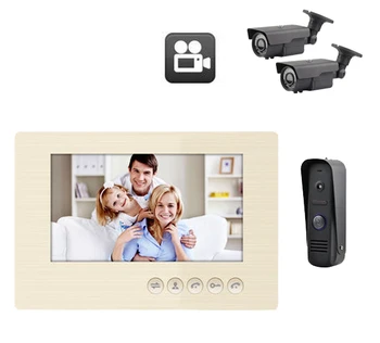 

Smart intercom system 7'' video door phone with recording function+HD IR camera, can support 2 pcs CCTV camera&alarm 1 to 1