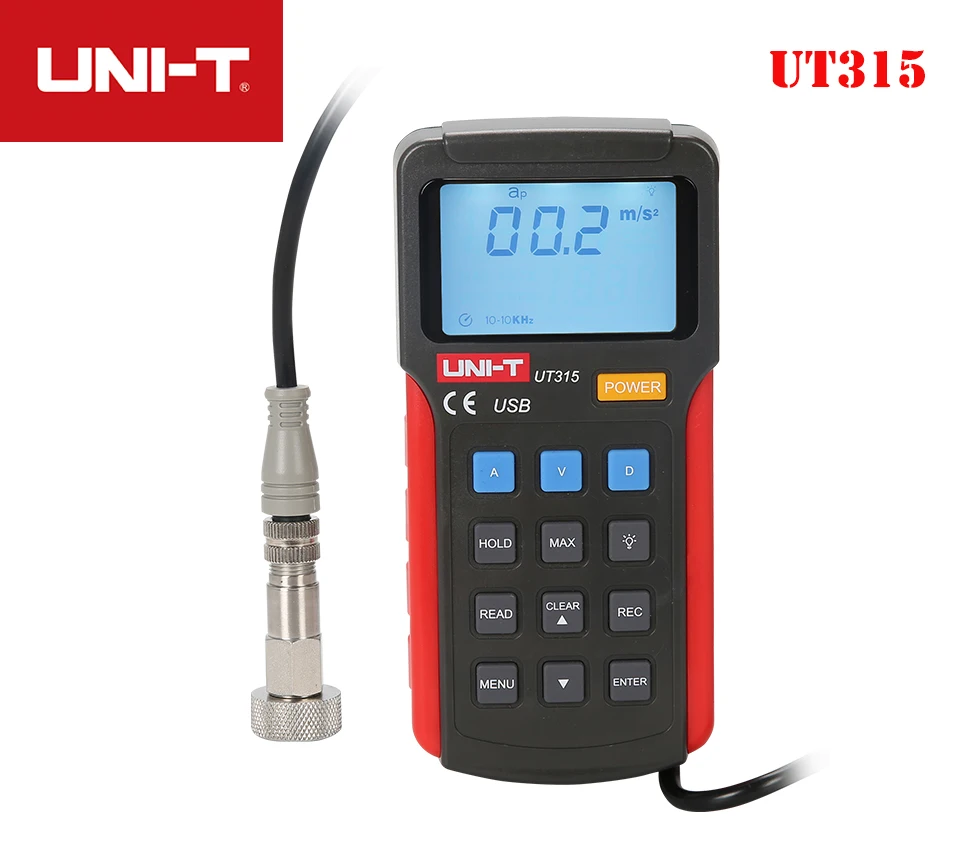 

UNI-T UT315 Digital Vibration Testers Vibration Acceleration Velocity Displacement Test Measurement USB Interface PCconnact soft