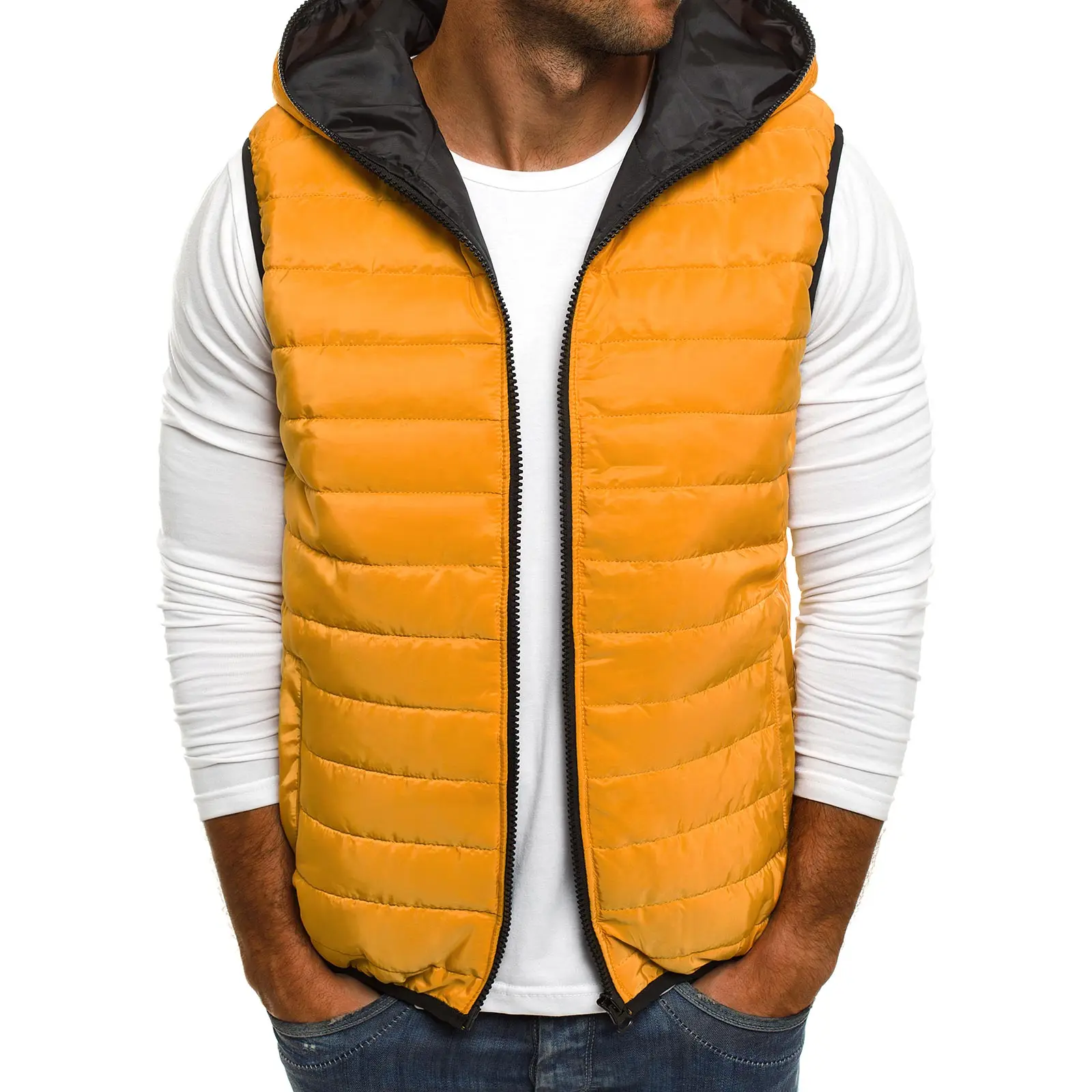 

ZOGAA Causal Solid Simple Color Matching Down Jacket Zipper Sleeveless Warm Winter Coat Men 4 Colors