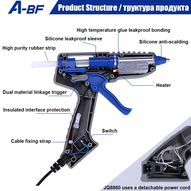 A-BF DIY термоклеевой пистолет промышленный термоклеевой пистолет и клеевые палочки 60 Вт JQ8860 35 Вт JQ8835A-BF высокого качества