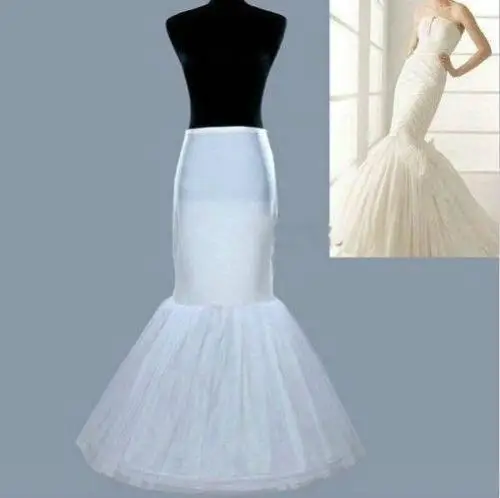 

New 1 Hoop Fishtail Mermaid Skirt Wedding Dress Crinoline Petticoat Slips white