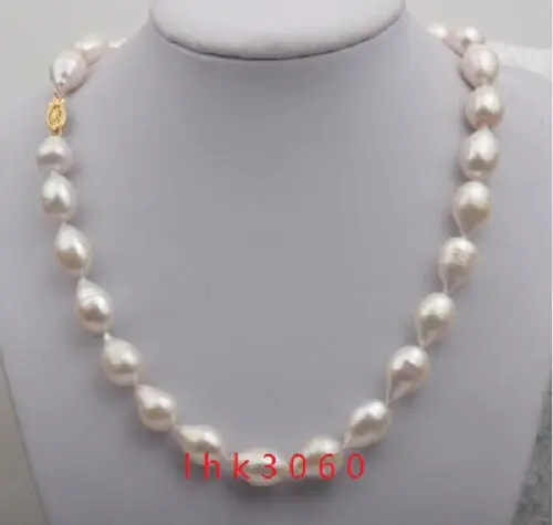 

Free Shipping >>>AAA 11-13MM NATURAL SOUTH SEA WHITE PEARL NECKLACE 19 INCH YELLOW GOLD CLASP