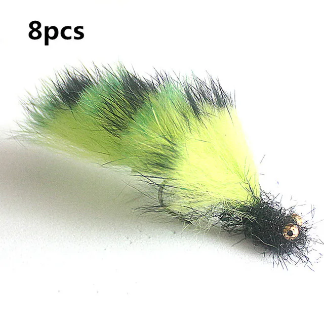 KKWEZVA 8Pcs Rabbit Fur Hare Zonker Stripes for Fly Tying Material Production Streamer Fishing Flies fly fishing Insect lure 8PCS