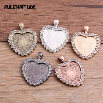 

2pcs 25*25mm Inner Size 5 Colors Plated Classic Simple Heart Style Cabochon Base Setting Charms Pendant