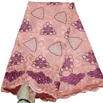 

African 100% Cotton Lace Fabric with Stones 2019 Hot Sale Swiss Voile Lace in Swistzerland Dry Lace for Wedding DressTXE002