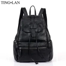 Mujeres Mochilas de Cuero Genuino Diseñador de la Marca de piel de Vaca Bolso de Las Señoras Bolsa de Viaje Mochilas Mochilas Para Adolescentes Niñas mochila Escolar Negro