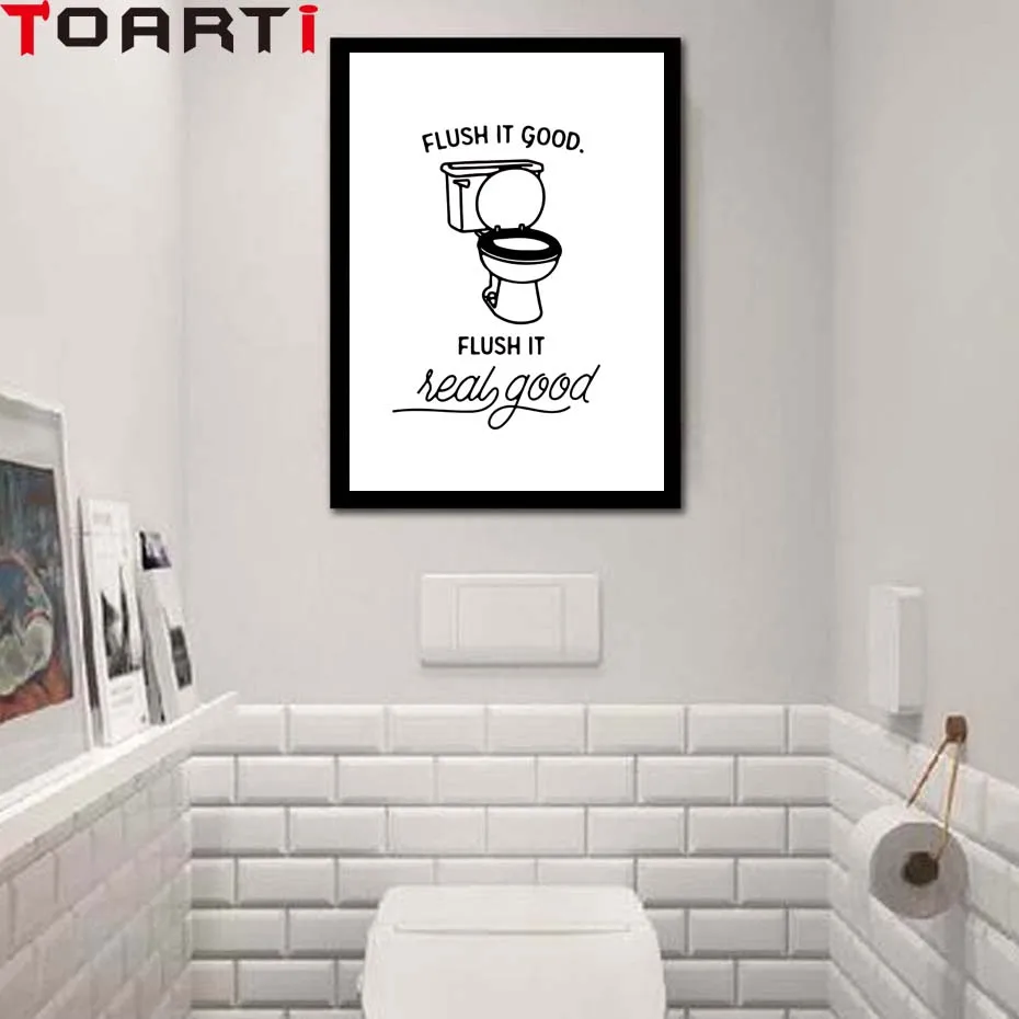 Flush It Real Good Funny Bathroom Print Canvas Art Print Painting