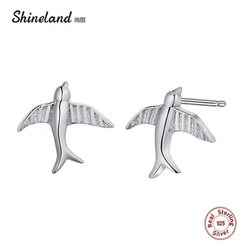 

Shineland 2020 Vintage Charm 925 Sterling Silver Cute Small Bird Stud Earrings for Women Girl Brincos boucle d'oreille Gift Box