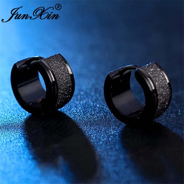 Buy JUNXIN Male Titanium Steel Hoop Earrings For Men